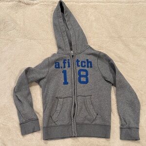 Abercrombie & Fitch Gray Hoodie with Blue Print